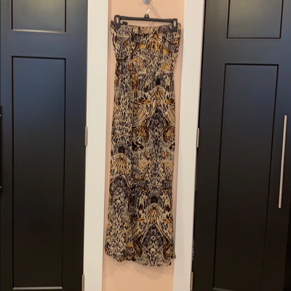 Strapless Maxi animal print tribal dress